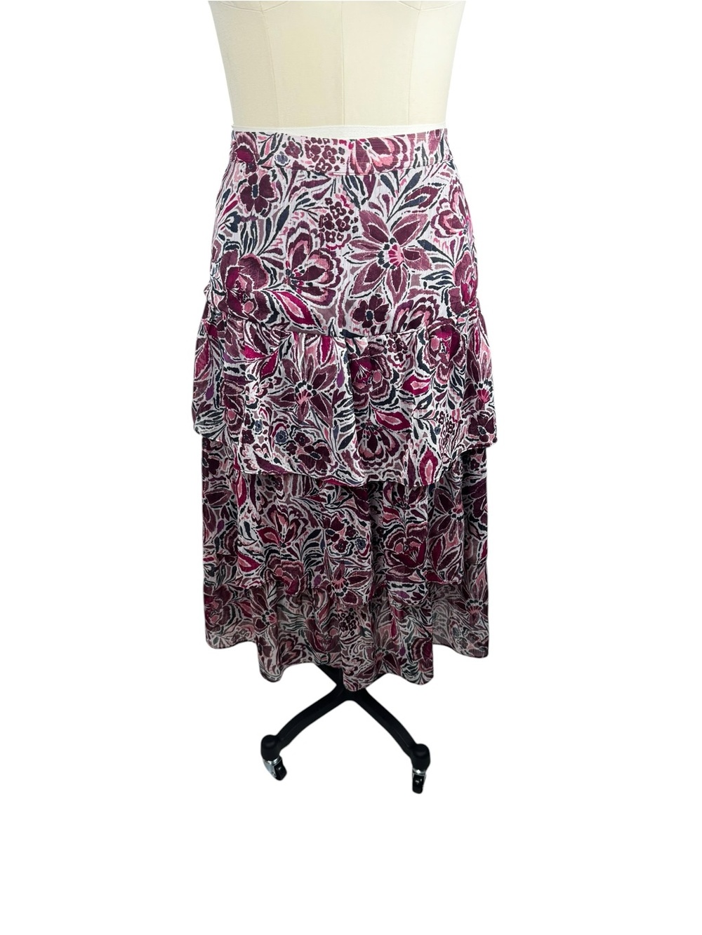 NWT Skies Are Blue Floral Tiered Midi Maxi Skirt Size 2X Boho Elastic Back